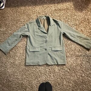 Madewell Women's Green Checkered Blazer Jacket